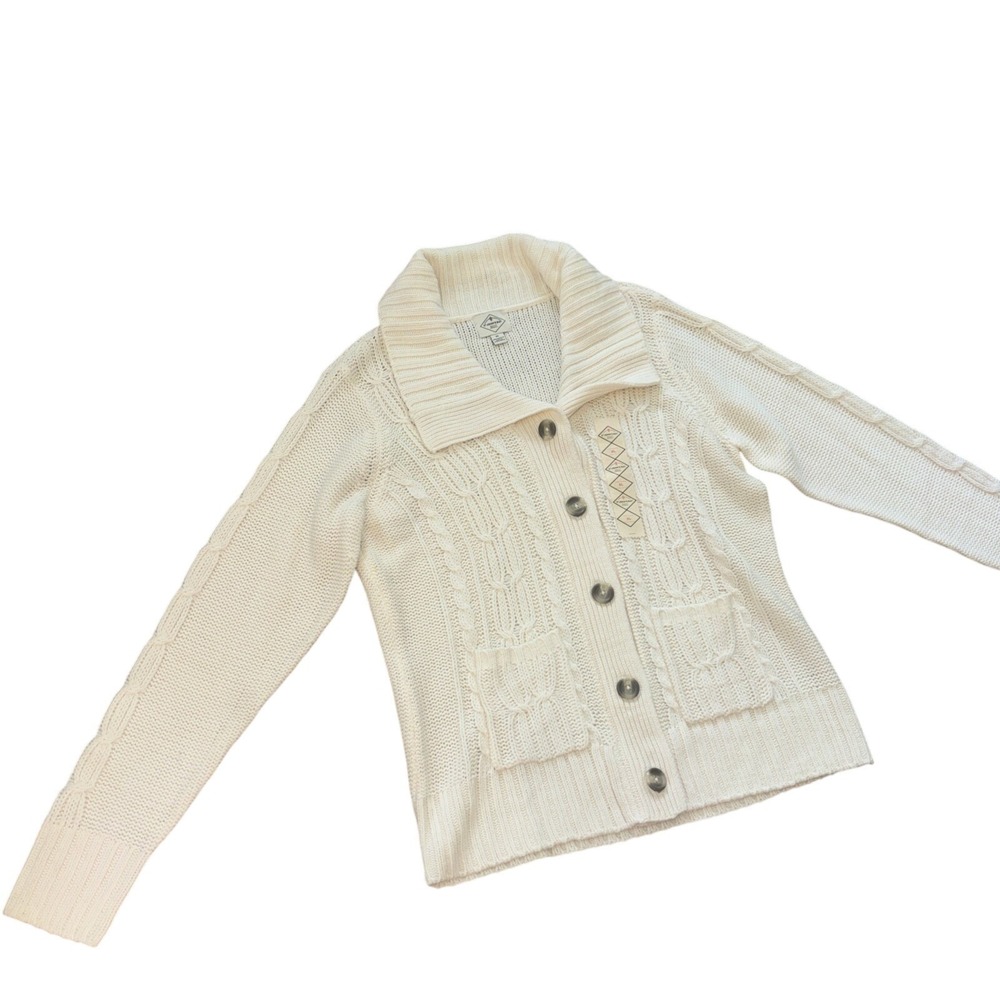 NEW St John's Bay Women's Ivory  Cardigan Sweater Button Down Collared Size XL - Picture 5 of 9